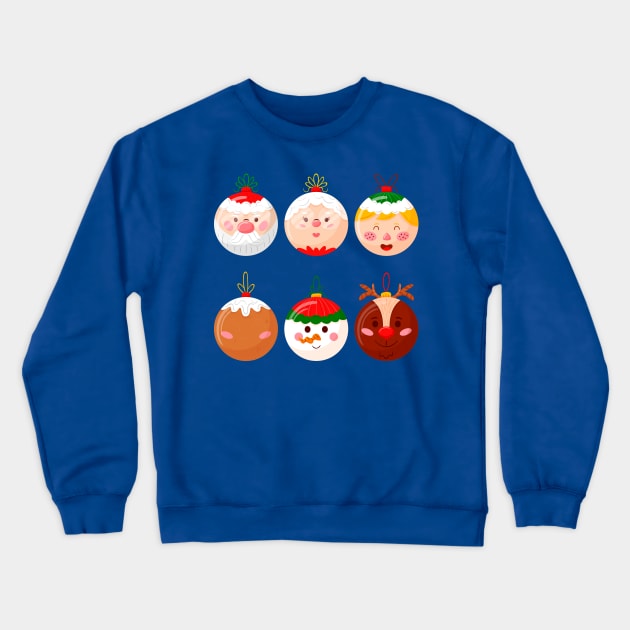Hand Drawn Christmas Ball face Crewneck Sweatshirt by Mako Design 